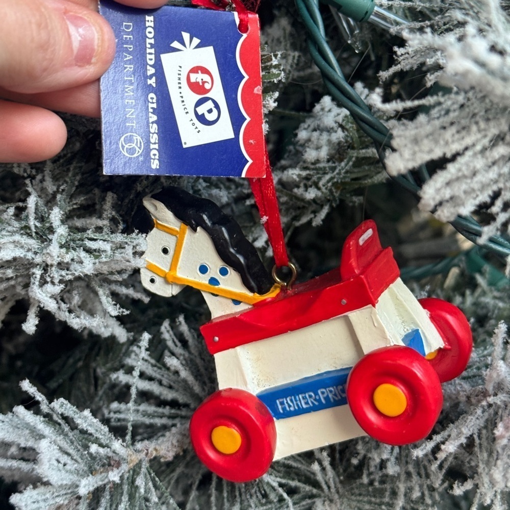 Vintage Rocking Horse ornament department 56 fisher price baby Christmas tree